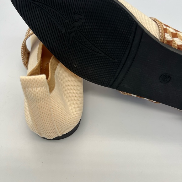 Women’s Cream Mary Jane Flats with Tan Check Strap - Picture 7 of 7